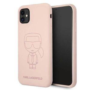 Karl Lagerfeld KLHCN61SILTTPI iPhone 11 6,1" / Xr szilikon ikonikus Outline rózsaszín 