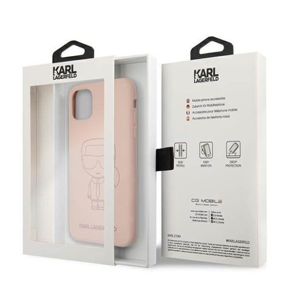 Karl Lagerfeld KLHCN61SILTTPI iPhone 11 6,1" / Xr szilikon ikonikus Outline rózsaszín 