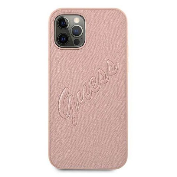 Guess GUHCP12LRSAVSRG iPhone 12 Pro Max 6,7" rózsaszín Saffiano Vintage Script keménytok