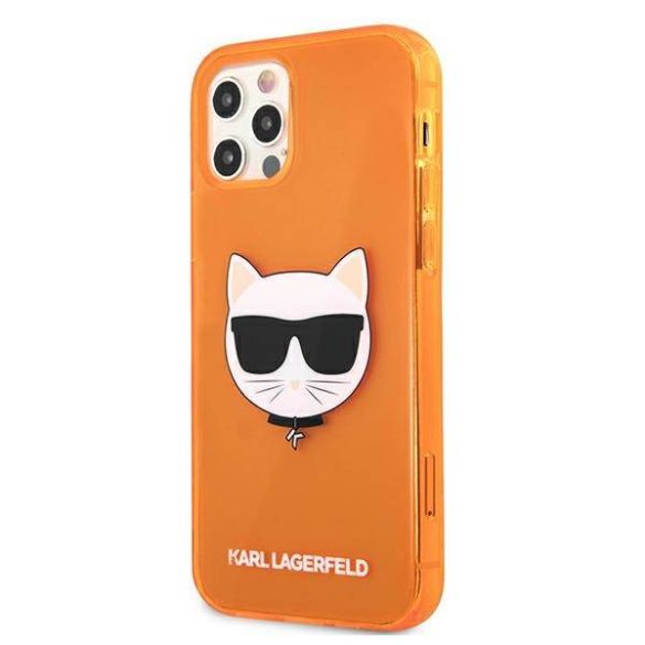 Karl Lagerfeld KLHCP12LCHTRO iPhone 12 Pro Max 6,7" narancssárga csillogó Choupette Fluo keménytok