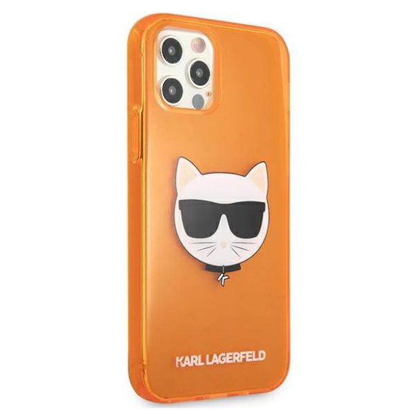 Karl Lagerfeld KLHCP12LCHTRO iPhone 12 Pro Max 6,7" narancssárga csillogó Choupette Fluo keménytok