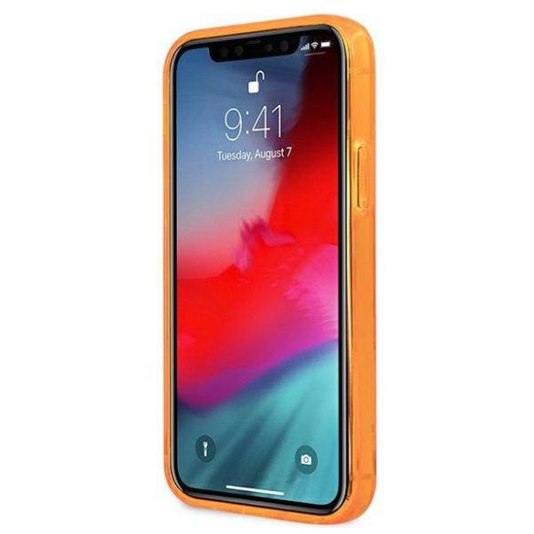 Karl Lagerfeld KLHCP12LCHTRO iPhone 12 Pro Max 6,7" narancssárga csillogó Choupette Fluo keménytok