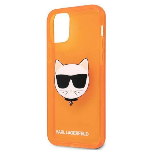 Karl Lagerfeld KLHCP12LCHTRO iPhone 12 Pro Max 6,7" narancssárga csillogó Choupette Fluo keménytok