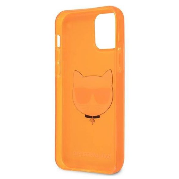 Karl Lagerfeld KLHCP12LCHTRO iPhone 12 Pro Max 6,7" narancssárga csillogó Choupette Fluo keménytok