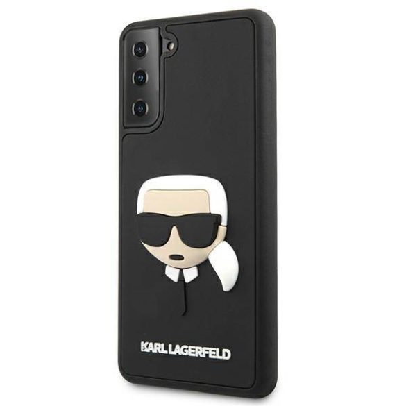 Karl Lagerfeld KLHCS21MKH3DBK S21+ G996 fekete keménytok 3D gumiból Karl Lagerfeld fej