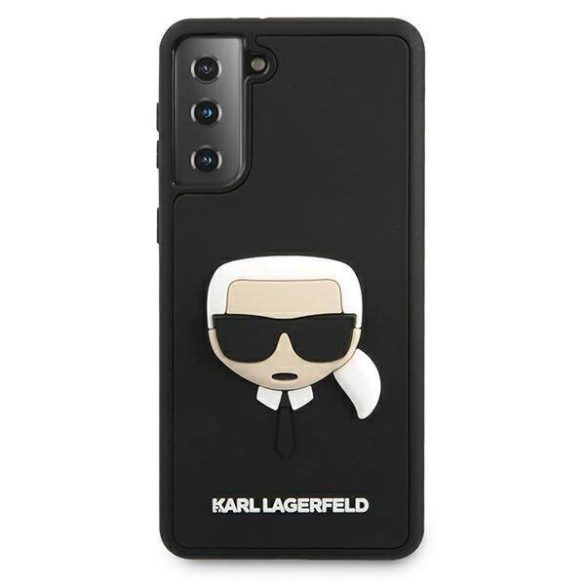 Karl Lagerfeld KLHCS21MKH3DBK S21+ G996 fekete keménytok 3D gumiból Karl Lagerfeld fej