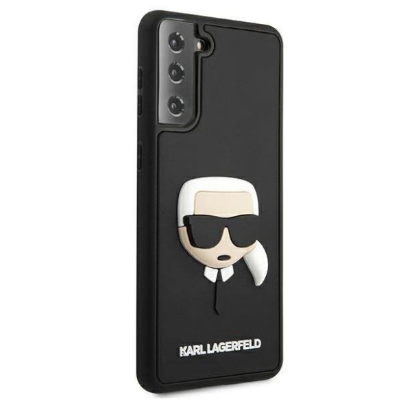 Karl Lagerfeld KLHCS21MKH3DBK S21+ G996 fekete keménytok 3D gumiból Karl Lagerfeld fej