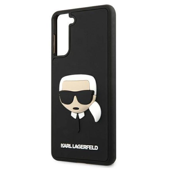 Karl Lagerfeld KLHCS21MKH3DBK S21+ G996 fekete keménytok 3D gumiból Karl Lagerfeld fej