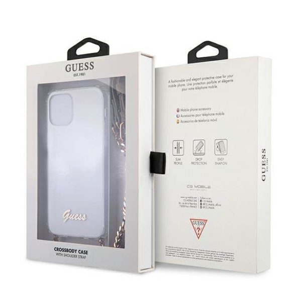 Guess GUHCP12MKC4GSGO iPhone 12/12 Pro 6,1" átlátszó keménytok 4G arany lánccal