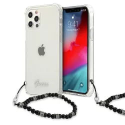   Guess GUHCP12MKPSBK iPhone 12/12 Pro 6,1" átlátszó fekete gyöngyház keménytok