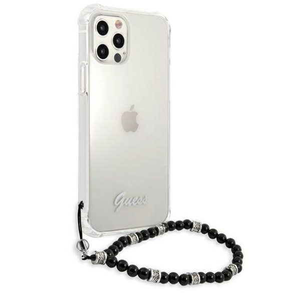 Guess GUHCP12MKPSBK iPhone 12/12 Pro 6,1" átlátszó fekete gyöngyház keménytok