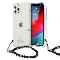   Guess GUHCP12LKPSBK iPhone 12 Pro Max 6,7" átlátszó fekete gyöngyház keménytok
