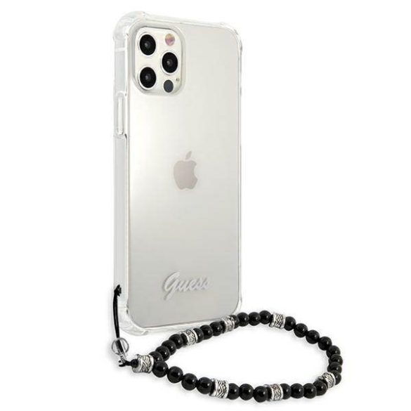 Guess GUHCP12LKPSBK iPhone 12 Pro Max 6,7" átlátszó fekete gyöngyház keménytok