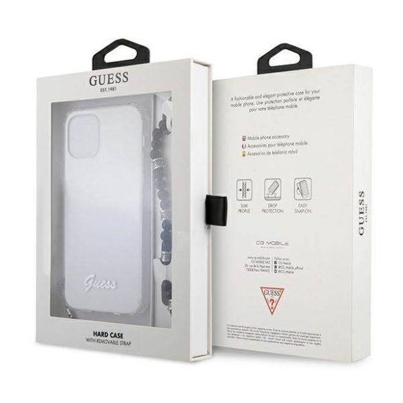 Guess GUHCP12LKPSBK iPhone 12 Pro Max 6,7" átlátszó fekete gyöngyház keménytok