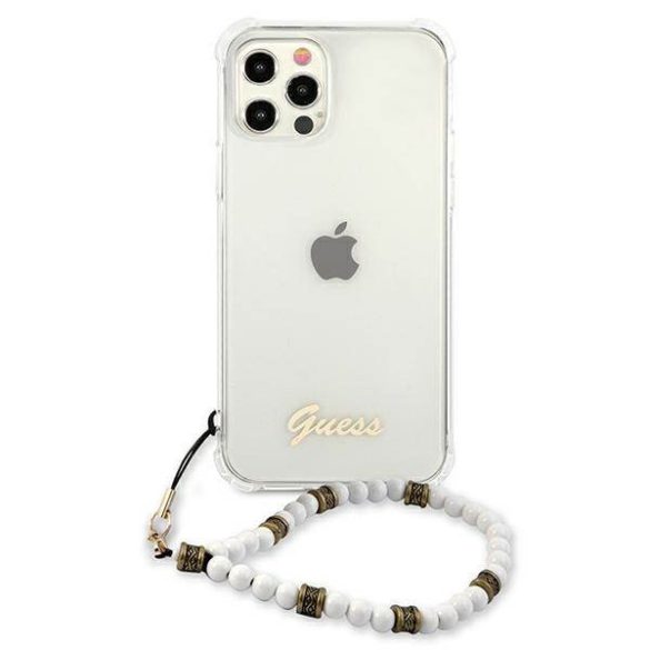 Guess GUHCP12MKPSWH iPhone 12/12 Pro 6,1" átlátszó Fehér gyöngyház keménytok