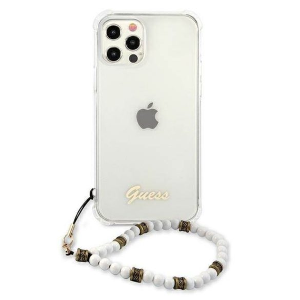 Guess GUHCP12LKPSWH iPhone 12 Pro Max 6,7" átlátszó Fehér gyöngyház keménytok