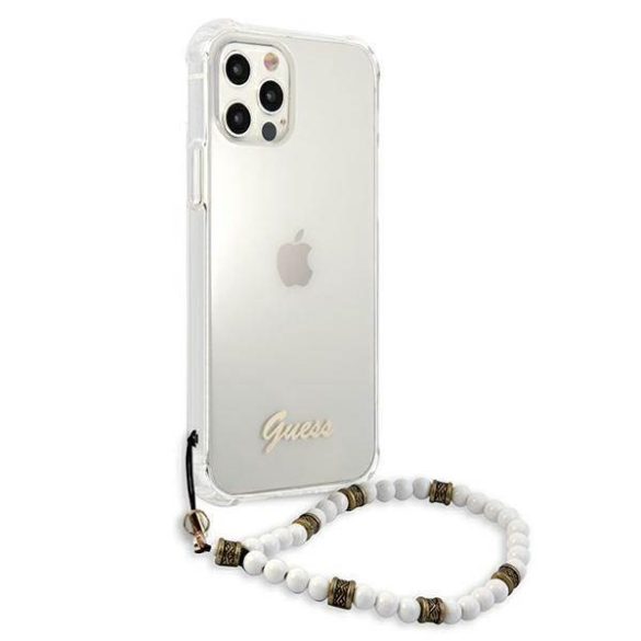 Guess GUHCP12LKPSWH iPhone 12 Pro Max 6,7" átlátszó Fehér gyöngyház keménytok