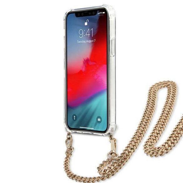 Guess GUHCP12LKCLEO iPhone 12 Pro Max 6,7" Leopárd keménytok arany szíjas