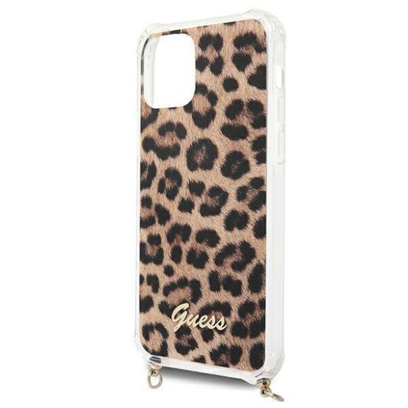Guess GUHCP12LKCLEO iPhone 12 Pro Max 6,7" Leopárd keménytok arany szíjas