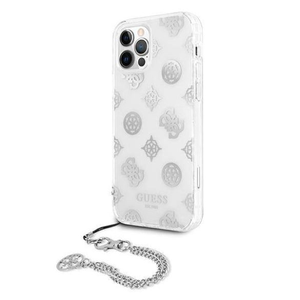 Guess GUHCP12LKSPESI iPhone 12 Pro Max 6,7" ezüst Peony Chain Collection keménytok