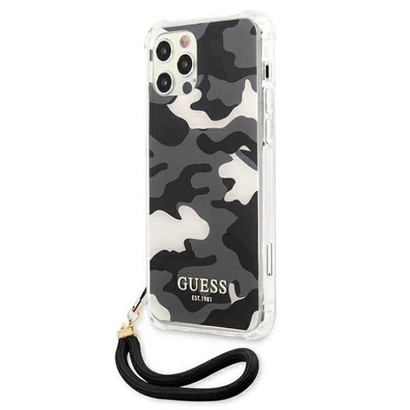 Guess GUHCP12MKSARBK iPhone 12/12 Pro 6,1" fekete Camo Collection keménytok