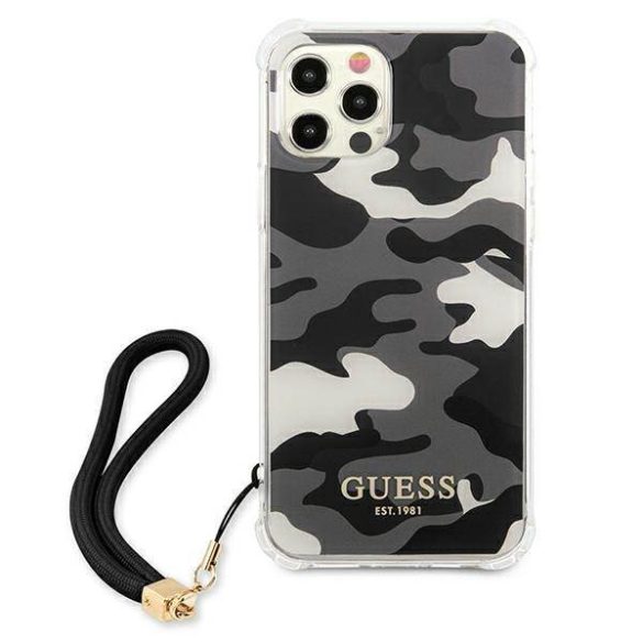 Guess GUHCP12MKSARBK iPhone 12/12 Pro 6,1" fekete Camo Collection keménytok