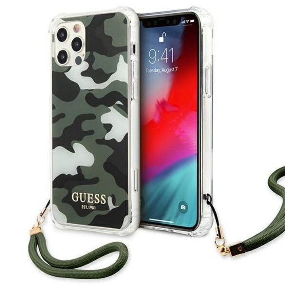 Guess GUHCP12MKSARKA iPhone 12/12 Pro 6,1" keki Camo Collection keménytok