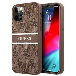 Guess GUHCP12L4GDBR iPhone 12 Pro Max 6,7" barna 4G Stripe keménytok