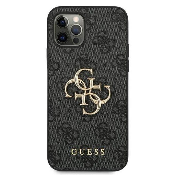 Guess GUHCP12M4GMGGR iPhone 12/12 Pro 6,1" szürke 4G nagy fém logós keménytok