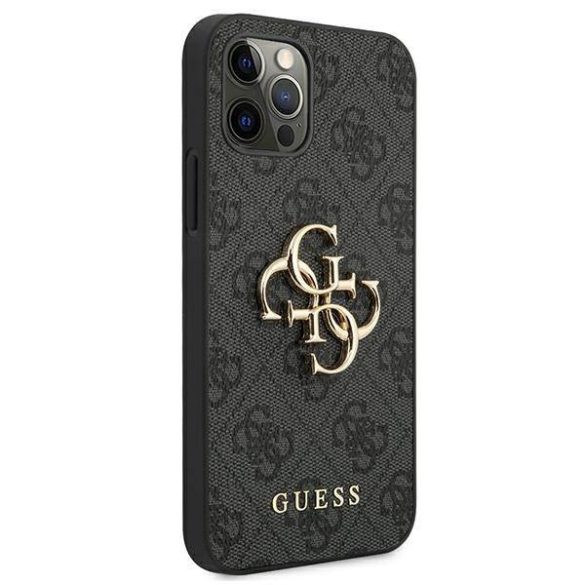 Guess GUHCP12M4GMGGR iPhone 12/12 Pro 6,1" szürke 4G nagy fém logós keménytok