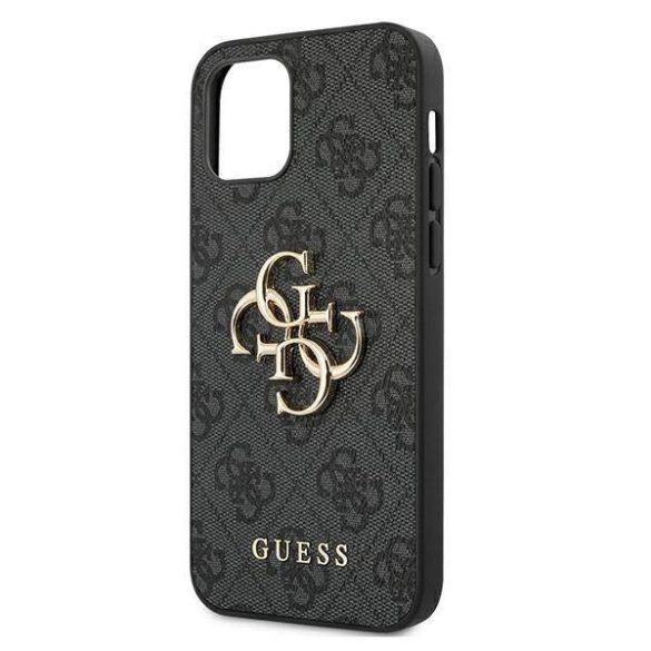 Guess GUHCP12M4GMGGR iPhone 12/12 Pro 6,1" szürke 4G nagy fém logós keménytok