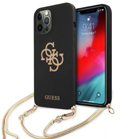 Guess GUHCP12LLSC4GBK iPhone 12 Pro Max 6,7" fekete 4G Gold Chain Collection keménytok