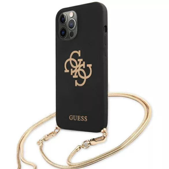 Guess GUHCP12LLSC4GBK iPhone 12 Pro Max 6,7" fekete 4G Gold Chain Collection keménytok
