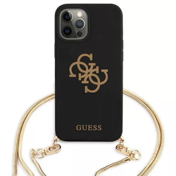Guess GUHCP12LLSC4GBK iPhone 12 Pro Max 6,7" fekete 4G Gold Chain Collection keménytok