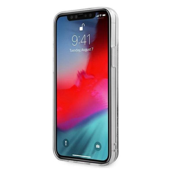 Guess GUHCP12LLG4GSI iPhone 12 Pro Max 6,7" ezüst 4G nagy folyékony csillogó kristályos keménytok