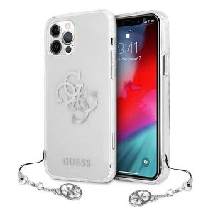 Guess GUHCP12LKS4GSI iPhone 12 Pro Max 6,7" átlátszó 4G Silver Charms Collection keménytok