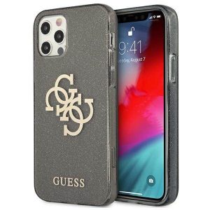 Guess GUHCP12LPCUGL4GBK iPhone 12 Pro Max 6,7" fekete csillogó 4G nagy logós keménytok