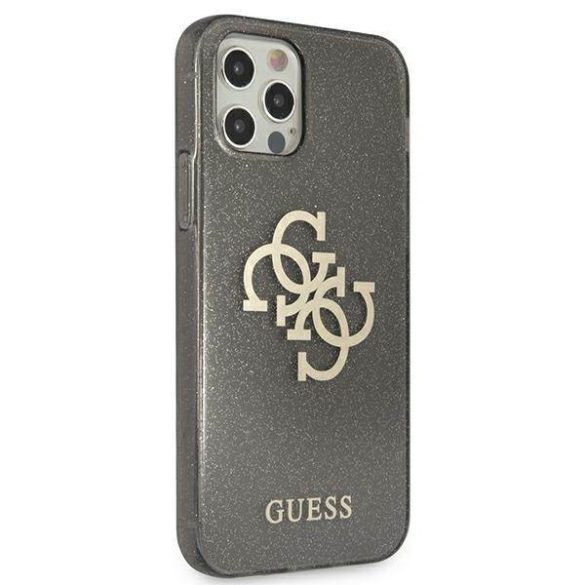 Guess GUHCP12LPCUGL4GBK iPhone 12 Pro Max 6,7" fekete csillogó 4G nagy logós keménytok