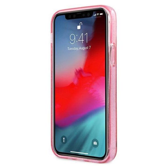 Guess GUHCP12LPCUGL4GPI iPhone 12 Pro Max 6,7" rózsaszín csillogó 4G nagy logós keménytok