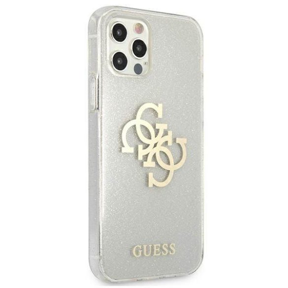 Guess GUHCP12LPCUGL4GTR iPhone 12 Pro Max 6,7" átlátszó csillogó 4G nagy logós keménytok