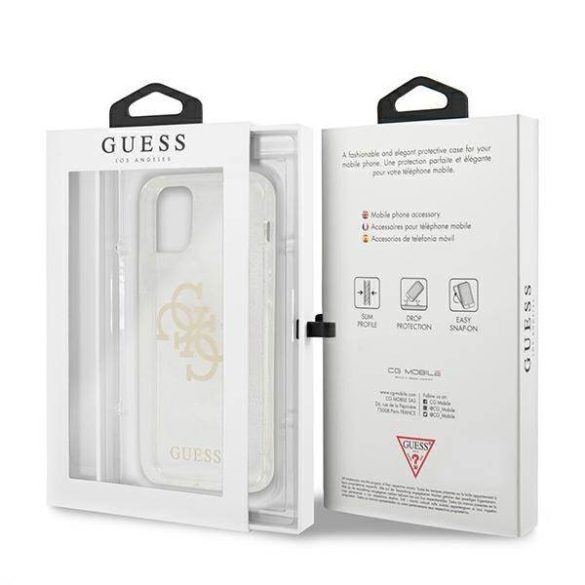 Guess GUHCP12LPCUGL4GTR iPhone 12 Pro Max 6,7" átlátszó csillogó 4G nagy logós keménytok