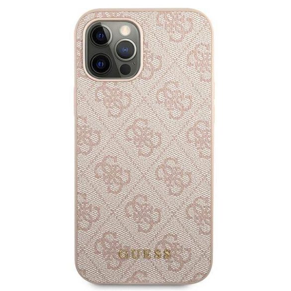 Guess GUHCP12MG4GFPI iPhone 12 / 12 Pro 6,1" rózsaszín 4G fém arany logós keménytok