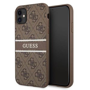 Guess GUHCN614GDBR iPhone 11 6,1" / Xr barna 4G csíkos keménytok