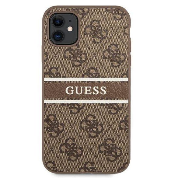 Guess GUHCN614GDBR iPhone 11 6,1" / Xr barna 4G csíkos keménytok