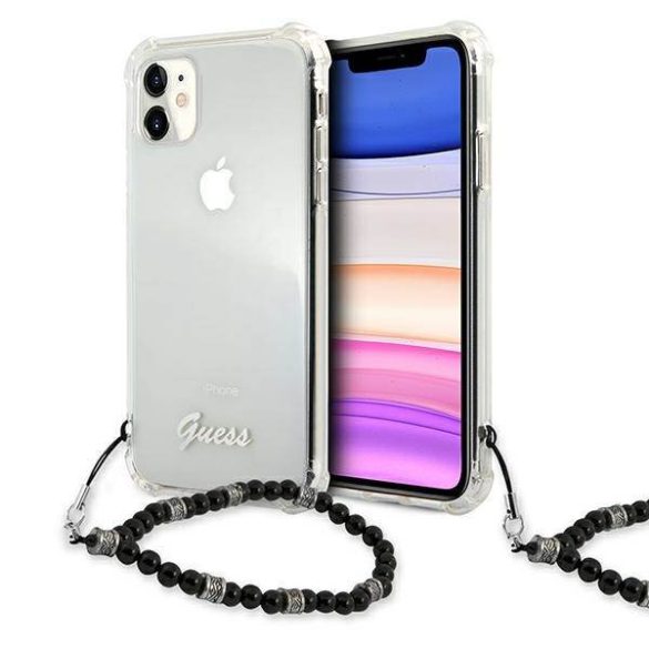 Guess GUHCN61KPSBK iPhone 11 6,1" / Xr átlátszó fekete gyöngyház keménytok