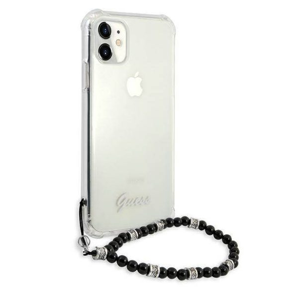 Guess GUHCN61KPSBK iPhone 11 6,1" / Xr átlátszó fekete gyöngyház keménytok