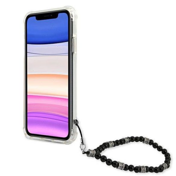 Guess GUHCN61KPSBK iPhone 11 6,1" / Xr átlátszó fekete gyöngyház keménytok