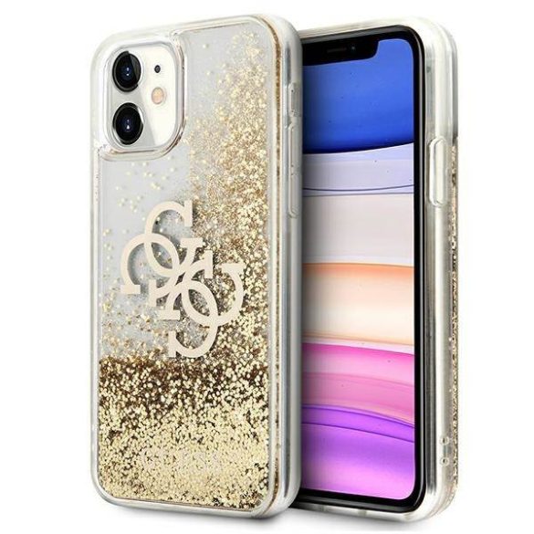 Guess GUHCN61LG4GGO iPhone 11 6,1" / Xr arany 4G nagy folyékony csillogó kristályos keménytok