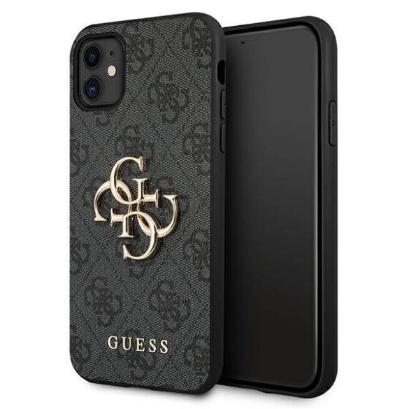 Guess GUHCN614GMGGR iPhone 11 6,1" / Xr szürke 4G nagy fém logós keménytok