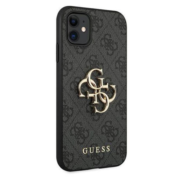 Guess GUHCN614GMGGR iPhone 11 6,1" / Xr szürke 4G nagy fém logós keménytok